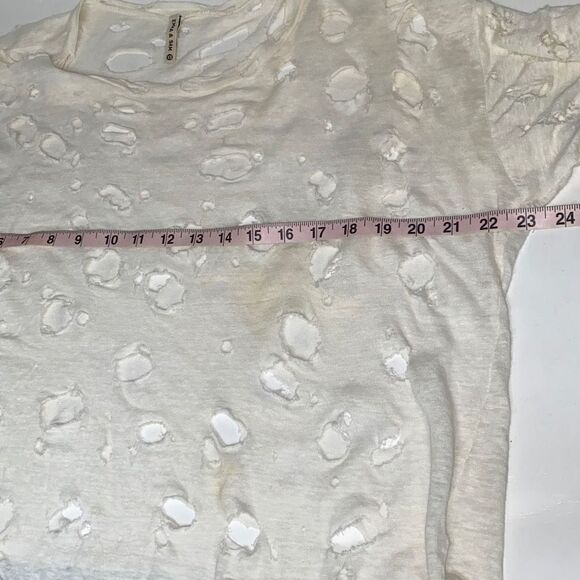 LF Emma & Sam ultra cut up hole distressed destroyed t shirt XS Worn 1x - Picture 6 of 8